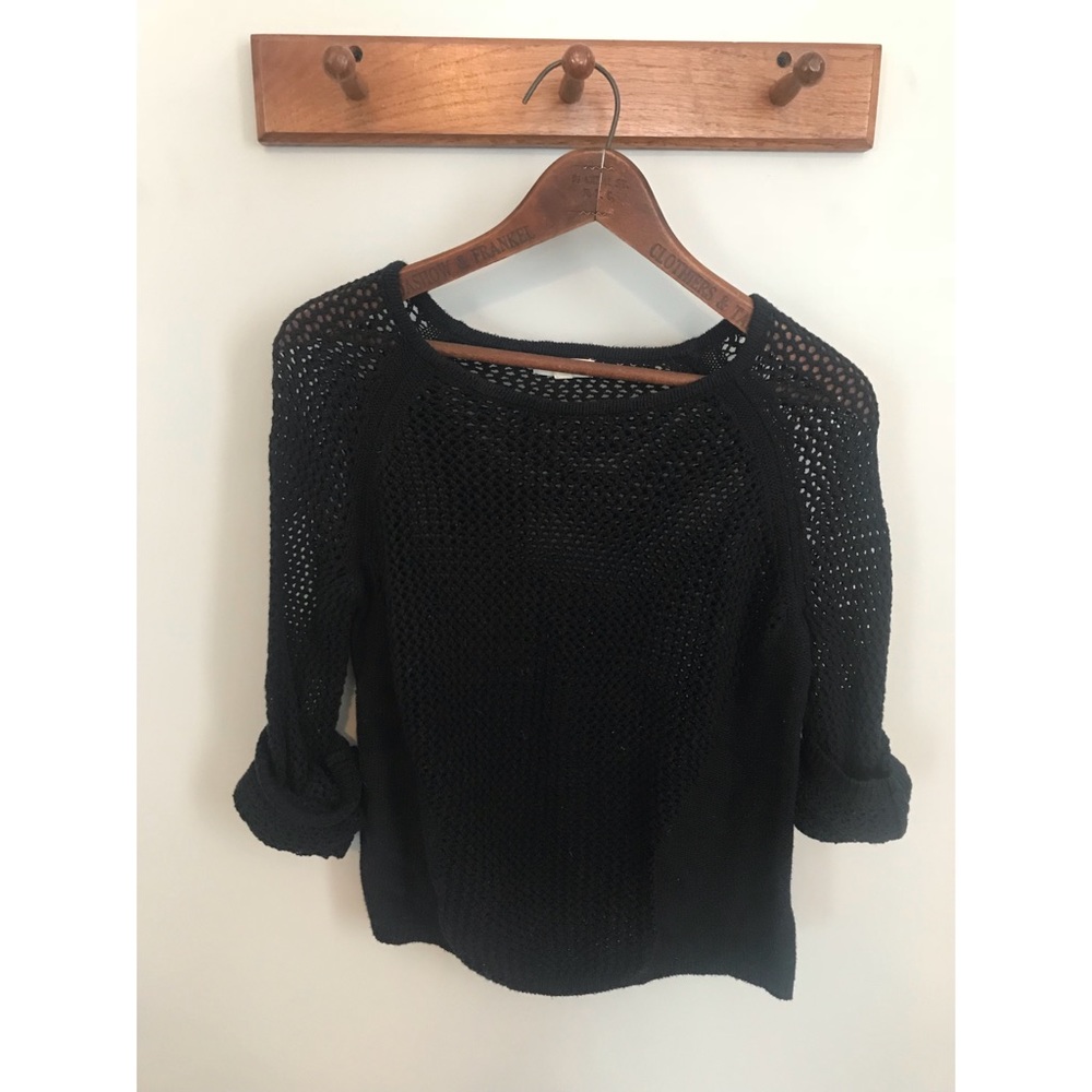 Silence & Noise Black Crochet Sweater Sz M